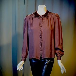 1978 VALENTINO velvet Peter Pan collar silk blouse